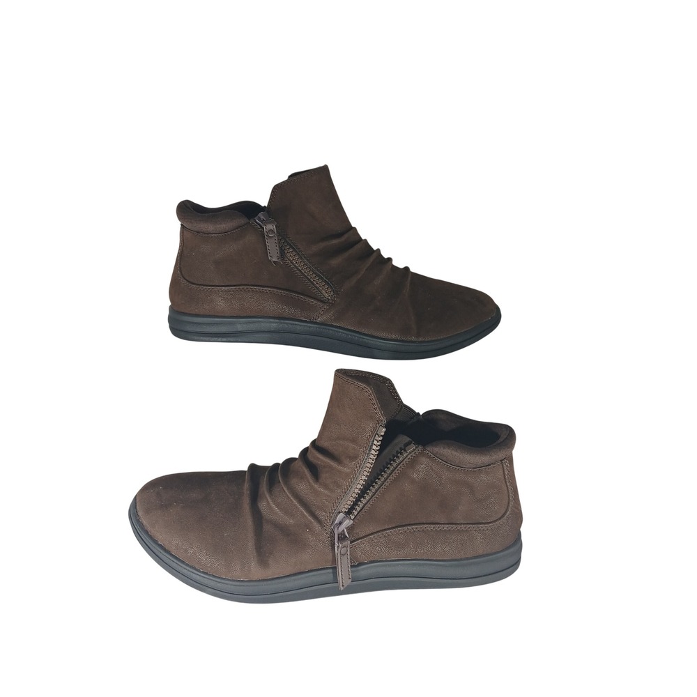 Clarks Cloudsteppers Ankle Boots 9.5W Brown Ruched Zip Comfort 261746745070